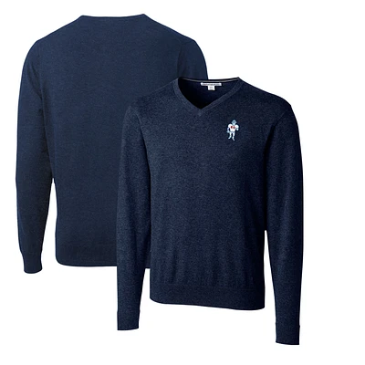 Men's Cutter & Buck Navy Houston Oilers Throwback Logo Lakemont Tri-Blend Big Tall V-Neck Pullover Sweater