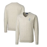 Men's Cutter & Buck Oatmeal Houston Oilers Throwback Logo Lakemont Tri-Blend Big Tall V-Neck Pullover Sweater