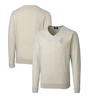Men's Cutter & Buck Oatmeal Houston Oilers Throwback Logo Lakemont Tri-Blend Big Tall V-Neck Pullover Sweater