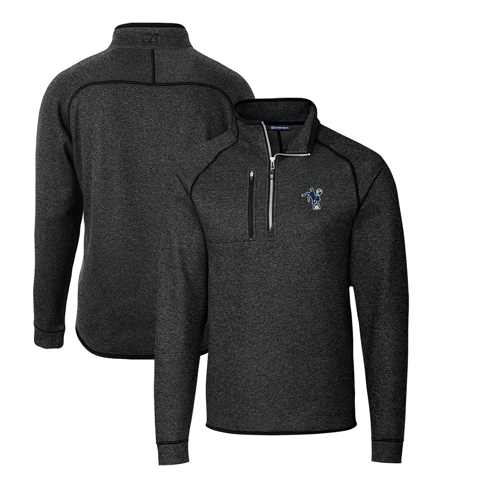 Men's Cutter & Buck Heather Charcoal Indianapolis Colts Mainsail Sweater-Knit Big Tall Half-Zip Pullover Jacket