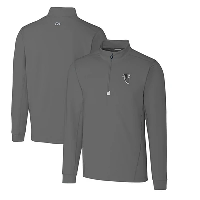 Men's Cutter & Buck Steel Atlanta Falcons Throwback Logo Traverse Stretch Quarter-Zip Big & Tall Pullover Top