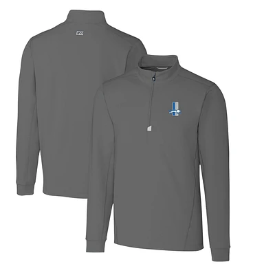 Men's Cutter & Buck Steel Detroit Lions Throwback Logo Traverse Stretch Quarter-Zip Big Tall Pullover Top