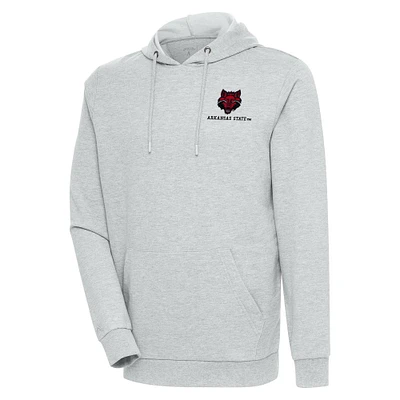 Men's Antigua Heather Gray Arkansas State Red Wolves Action Pullover Hoodie