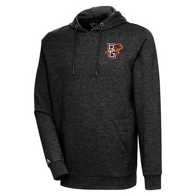 Men's Antigua Heather Black Bowling Green St. Falcons Action Pullover Hoodie