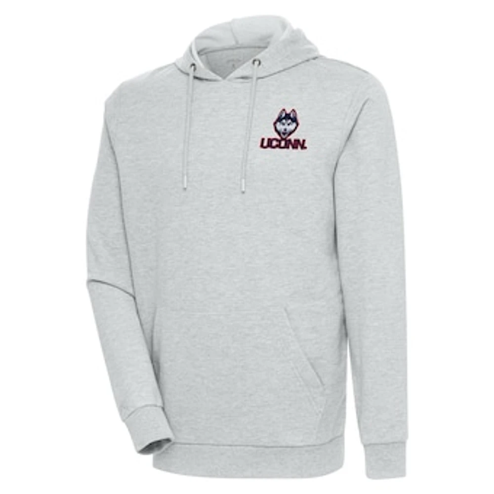 Men's Antigua Heather Gray UConn Huskies Action Pullover Hoodie