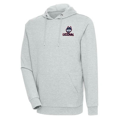 Men's Antigua Heather Gray UConn Huskies Action Pullover Hoodie