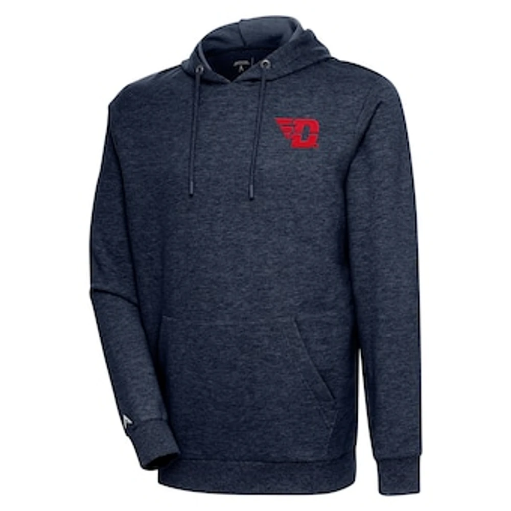 Men's Antigua Heather Navy Dayton Flyers Action Pullover Hoodie