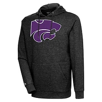 Men's Antigua Heather Black Kansas State Wildcats Logo Action Pullover Hoodie