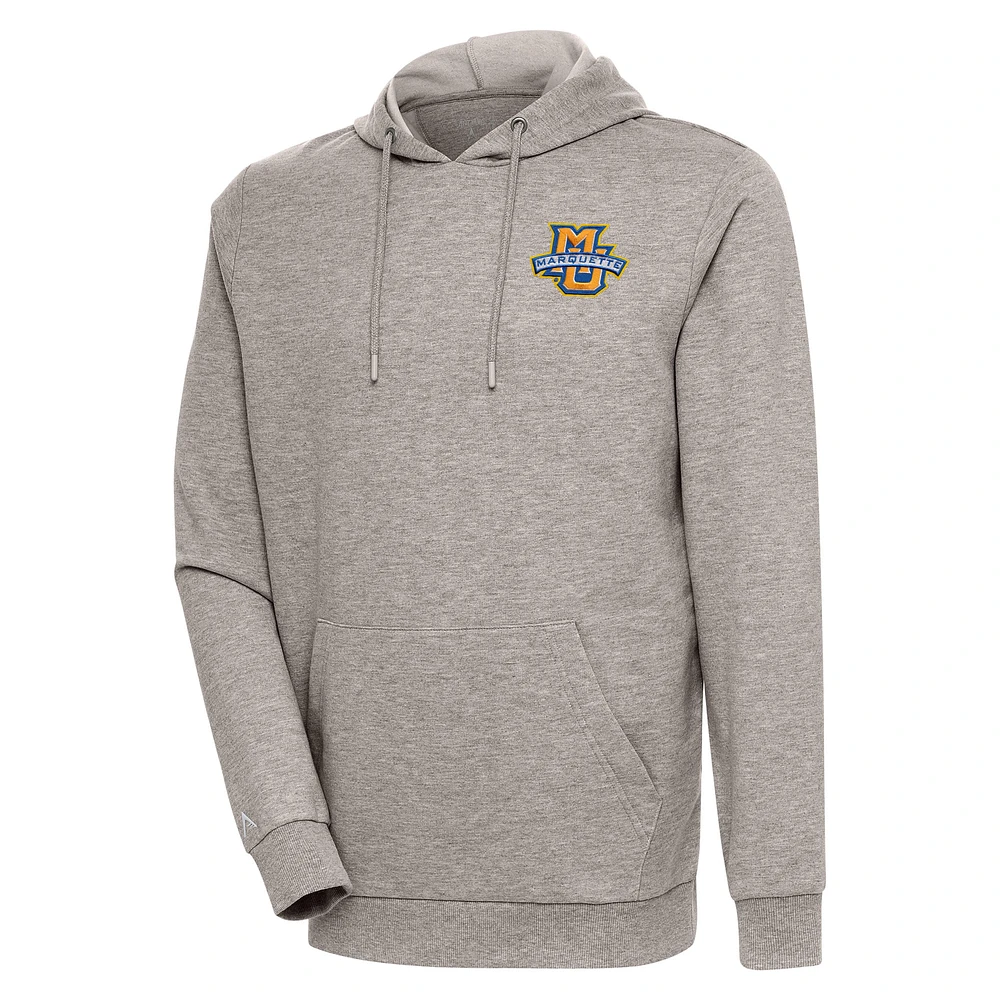 Men's Antigua Oatmeal Marquette Golden Eagles Action Pullover Hoodie