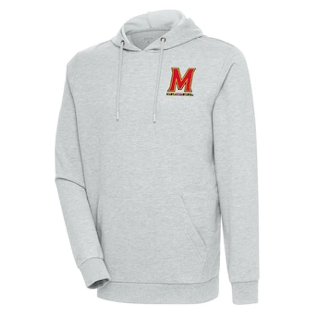 Men's Antigua Heather Gray Maryland Terrapins Action Pullover Hoodie