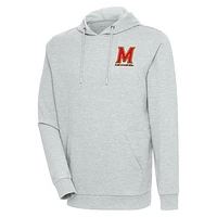 Men's Antigua Heather Gray Maryland Terrapins Action Pullover Hoodie