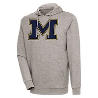 Men's Antigua Oatmeal Michigan Wolverines Logo Action Pullover Hoodie