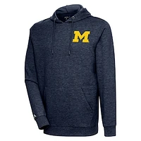 Men's Antigua Heather Navy Michigan Wolverines Action Pullover Hoodie