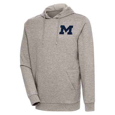 Men's Antigua Oatmeal Michigan Wolverines Action Pullover Hoodie