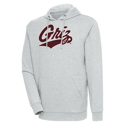 Men's Antigua Heather Gray Montana Grizzlies Logo Action Pullover Hoodie