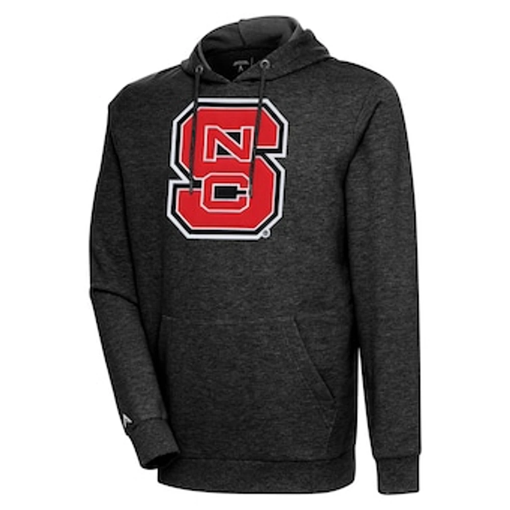 Men's Antigua Heather NC State Wolfpack Logo Action Pullover Hoodie