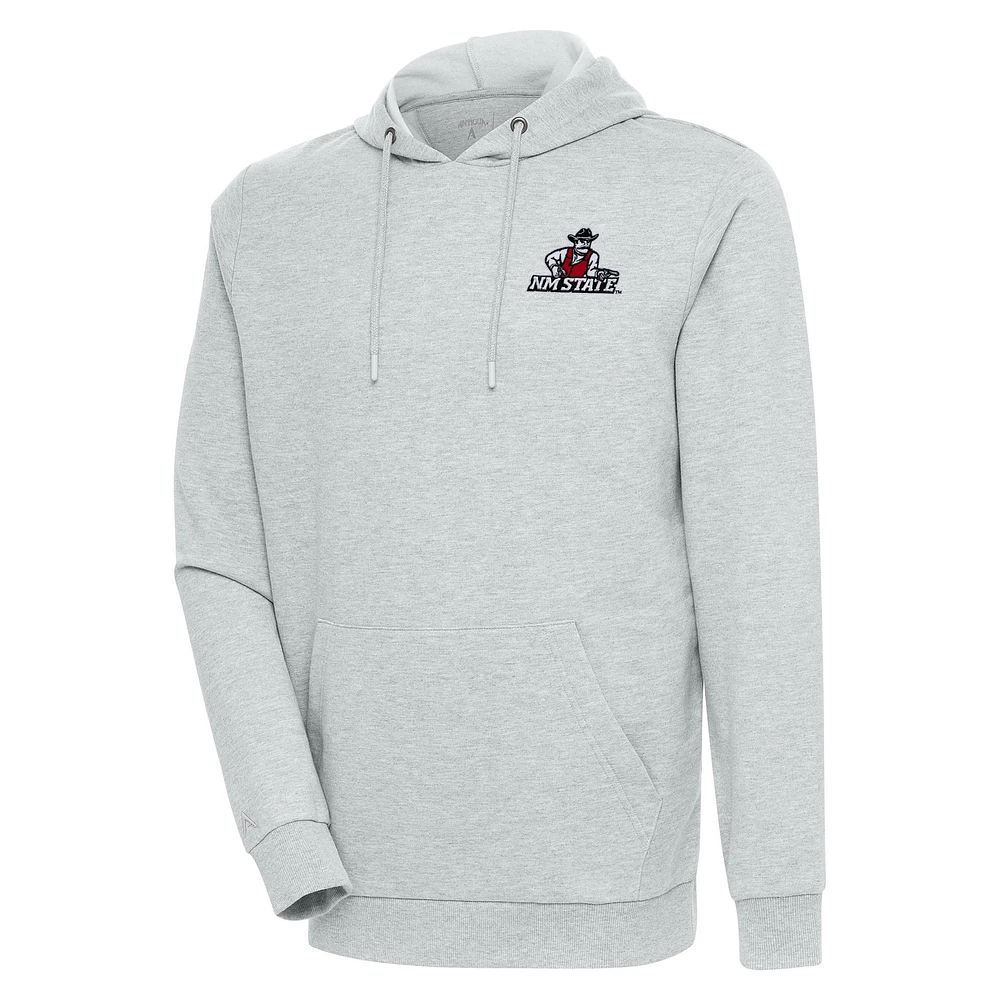 Men's Antigua Heather Gray New Mexico State Aggies Action Pullover Hoodie