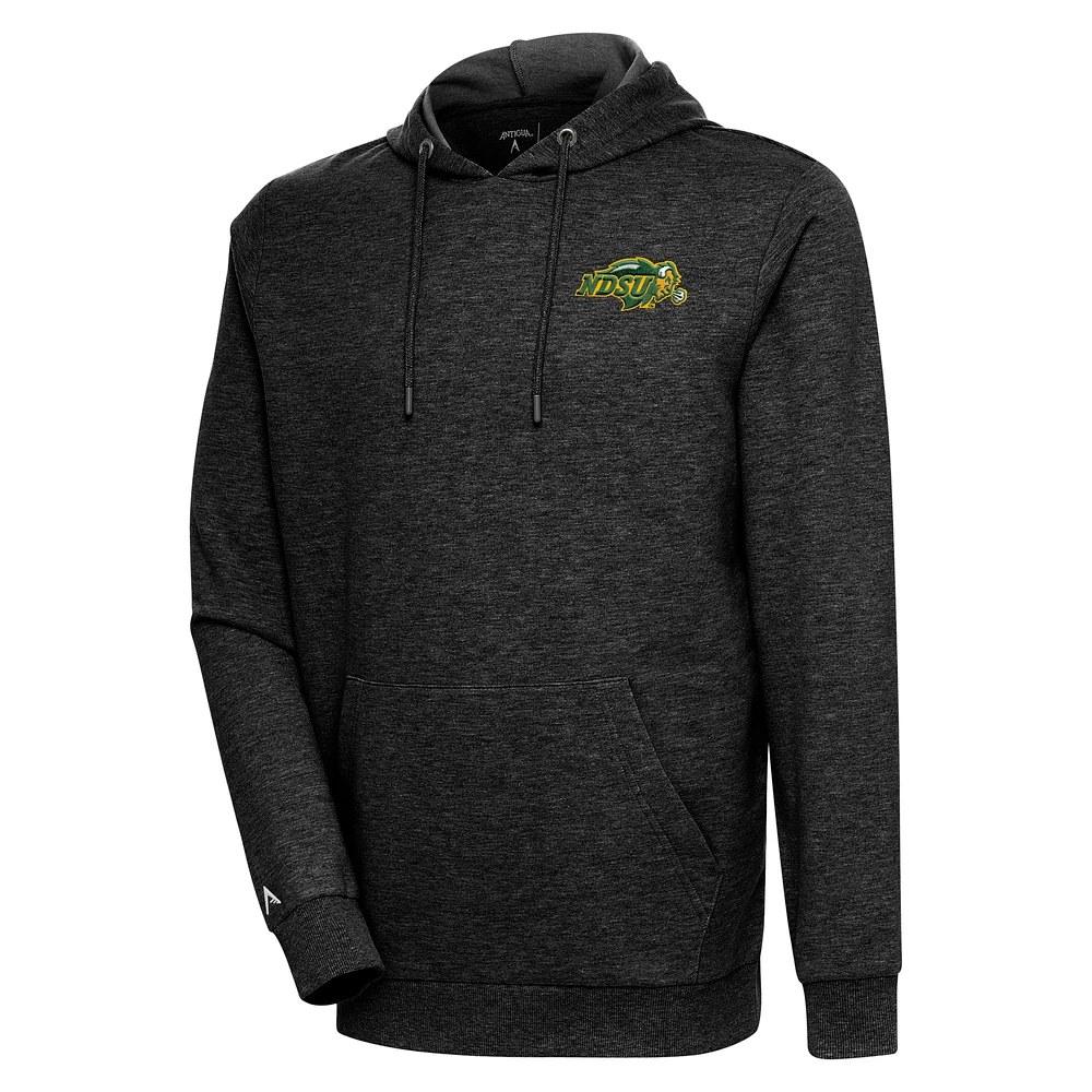 Men's Antigua Heather Black NDSU Bison Action Pullover Hoodie