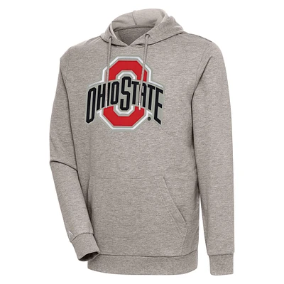 Men's Antigua Oatmeal Ohio State Buckeyes Logo Action Pullover Hoodie