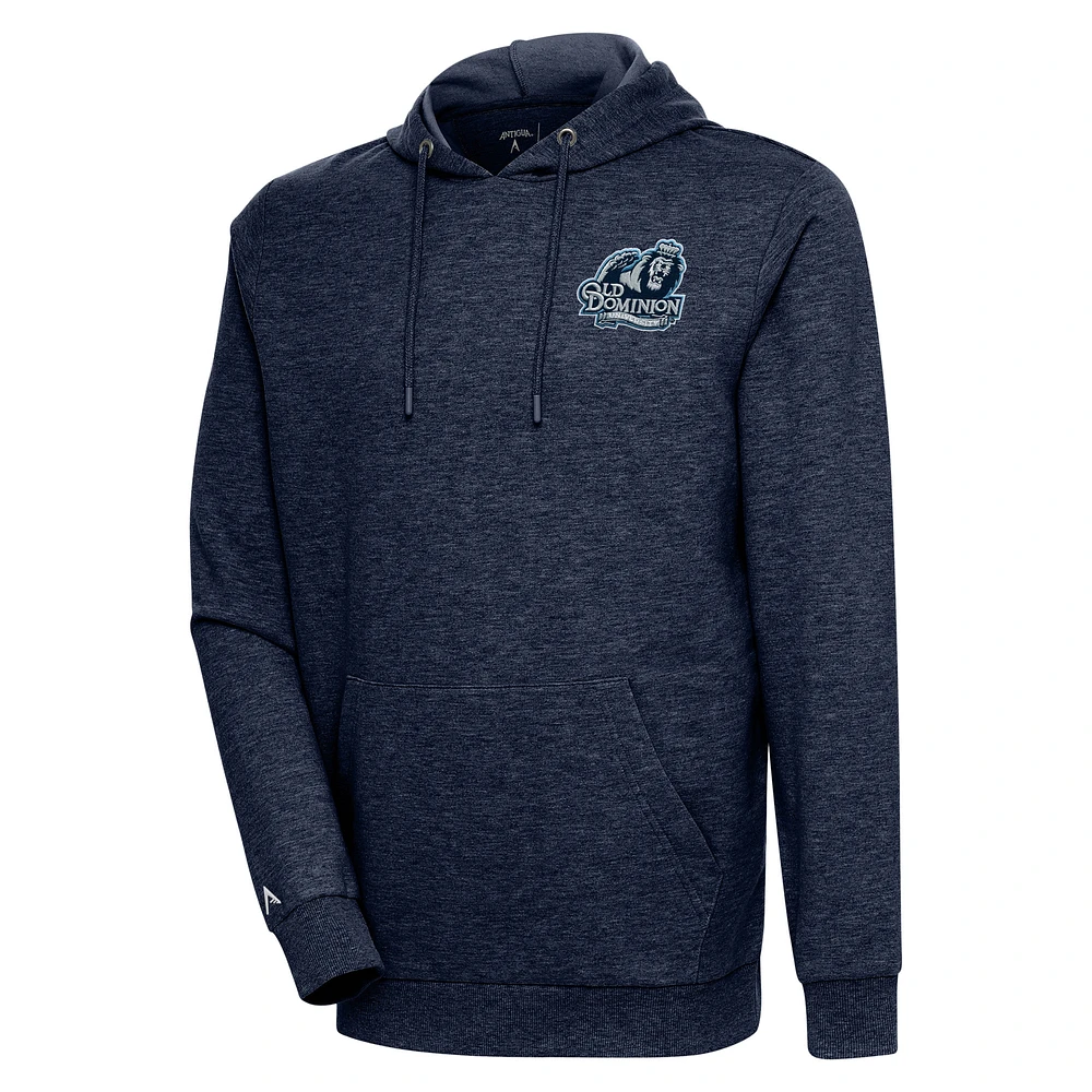 Men's Antigua Heather Navy Old Dominion Monarchs Action Pullover Hoodie