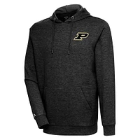 Men's Antigua Heather Black Purdue Boilermakers Action Pullover Hoodie