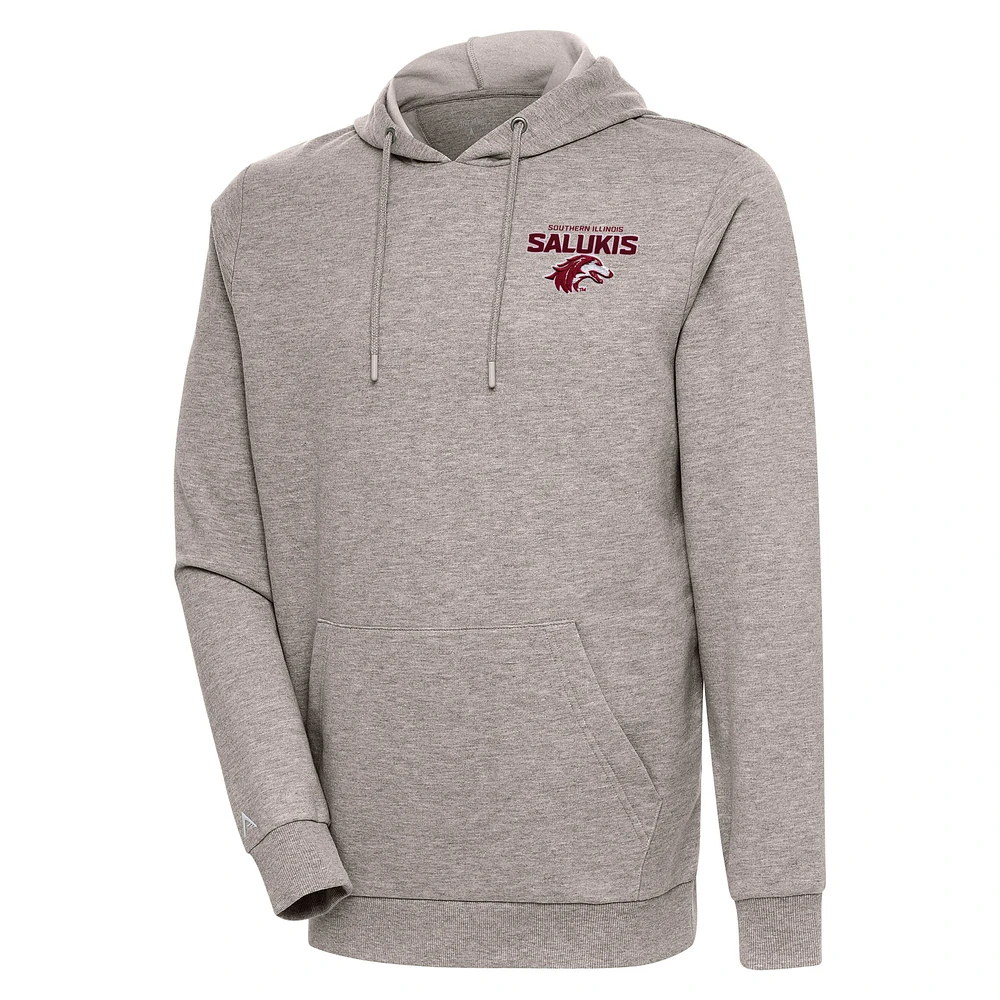 Men's Antigua Oatmeal Southern Illinois Salukis Action Pullover Hoodie