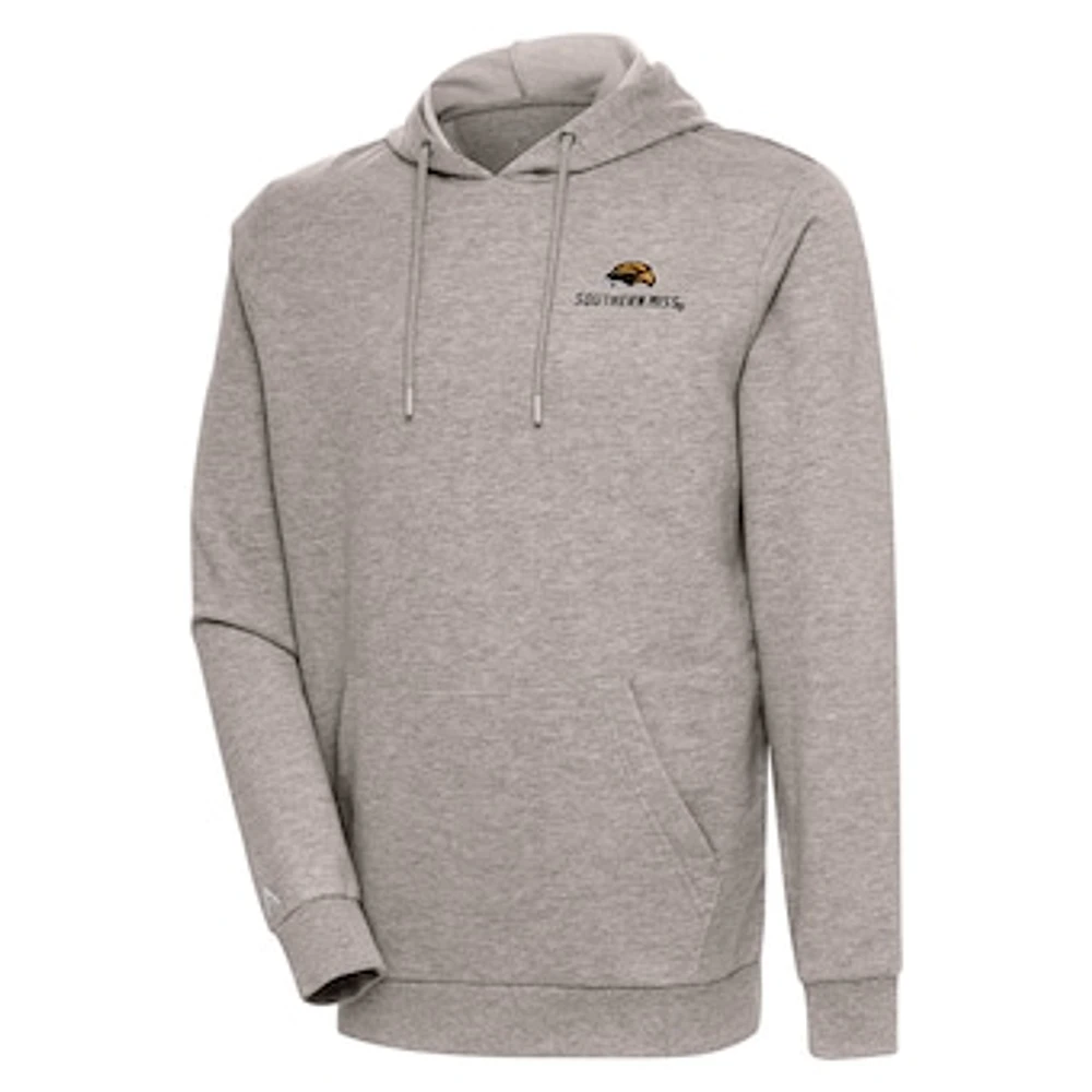 Men's Antigua Oatmeal Southern Miss Golden Eagles Action Pullover Hoodie