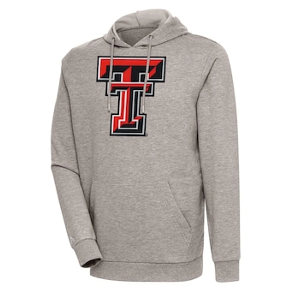 Men's Antigua Oatmeal Texas Tech Red Raiders Logo Action Pullover Hoodie