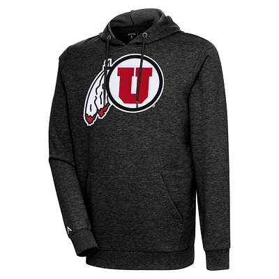 Men's Antigua Heather Utah Utes Logo Action Pullover Hoodie