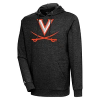 Men's Antigua Heather Black Virginia Cavaliers Logo Action Pullover Hoodie