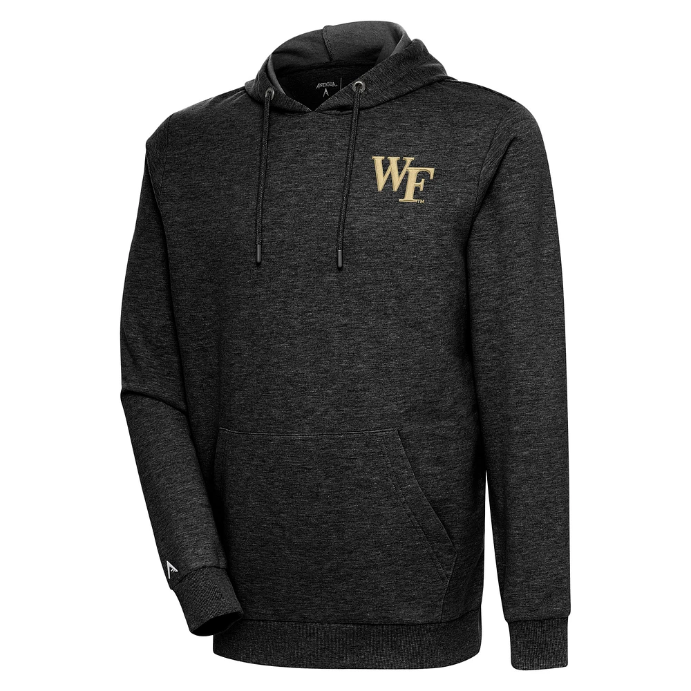 Men's Antigua Heather Wake Forest Demon Deacons Action Pullover Hoodie