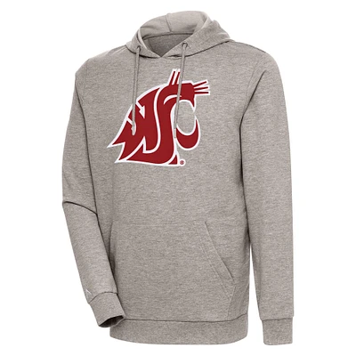 Men's Antigua Oatmeal Washington State Cougars Logo Action Pullover Hoodie