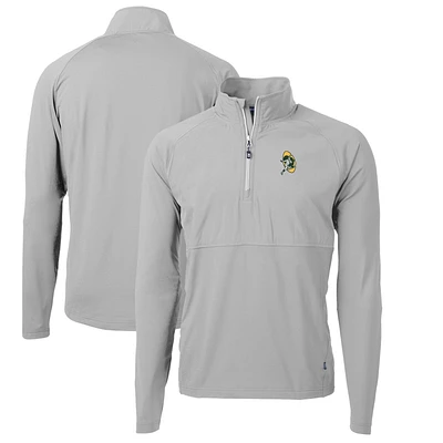 Men's Cutter & Buck Gray Green Bay Packers Adapt Eco Knit Hybrid Recycled Quarter-Zip Throwback Pullover Top