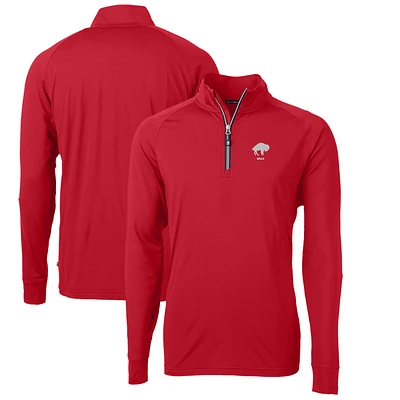 Men's Cutter & Buck Red Buffalo Bills Adapt Eco Knit Stretch Recycled Quarter-Zip Throwback Pullover Top