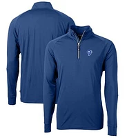 Men's Cutter & Buck Royal Los Angeles Rams Adapt Eco Knit Stretch Recycled Quarter-Zip Throwback Pullover Top