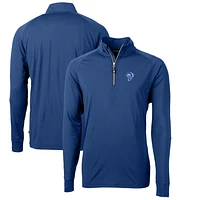 Men's Cutter & Buck Royal Los Angeles Rams Adapt Eco Knit Stretch Recycled Quarter-Zip Throwback Pullover Top