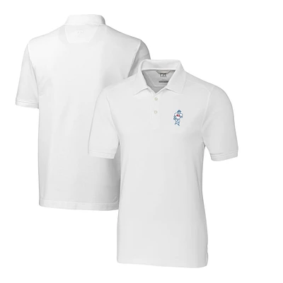 Men's Cutter & Buck White Houston Oilers Advantage Tri-Blend Pique Throwback Polo