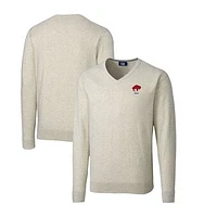 Men's Cutter & Buck Oatmeal Buffalo Bills Throwback Logo Lakemont Tri-Blend V-Neck Pullover Sweater