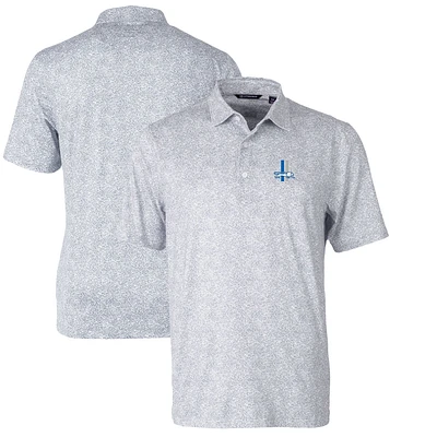 Men's Cutter & Buck Gray Detroit Lions Throwback Logo Pike Constellation Stretch Polo