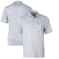 Men's Cutter & Buck Gray Houston Oilers Throwback Logo Pike Constellation Stretch Polo
