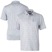 Men's Cutter & Buck Gray Houston Oilers Throwback Logo Pike Constellation Stretch Polo