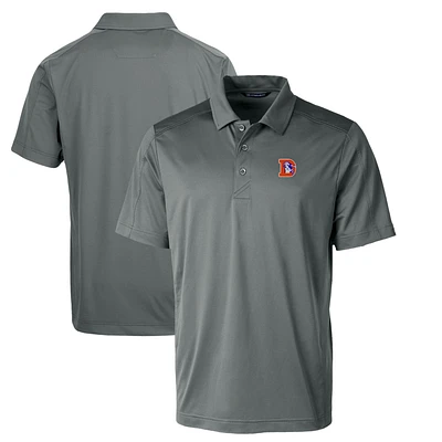 Men's Cutter & Buck Steel Denver Broncos Throwback Logo Prospect Textured Stretch Polo