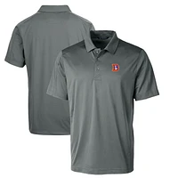 Men's Cutter & Buck Steel Denver Broncos Throwback Logo Prospect Textured Stretch Polo