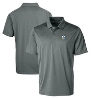 Men's Cutter & Buck Steel Los Angeles Chargers Throwback Logo Prospect Textured Stretch Polo