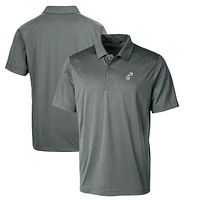 Men's Cutter & Buck Steel New Orleans Saints Throwback Logo Prospect Textured Stretch Polo
