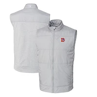 Men's Cutter & Buck Gray Denver Broncos Throwback Logo Stealth Hybrid Quilted Windbreaker Full-Zip Vest