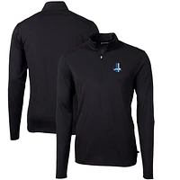 Men's Cutter & Buck Black Detroit Lions Throwback Logo Virtue Eco Pique Recycled Quarter-Zip Pullover Top