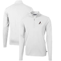 Men's Cutter & Buck White Arizona Cardinals Throwback Logo Virtue Eco Pique Recycled Quarter-Zip Pullover Top