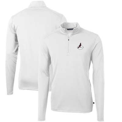 Men's Cutter & Buck White Arizona Cardinals Throwback Logo Virtue Eco Pique Recycled Quarter-Zip Pullover Top