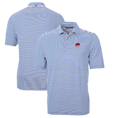 Men's Cutter & Buck Blue Buffalo Bills Throwback Logo Virtue Eco Pique Stripe Recycled Polo